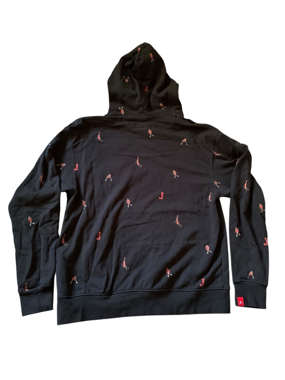 Jordan Jumpman Retro Basketball All Over Print Black Hoodie Mens Medium - Picture 2 of 6